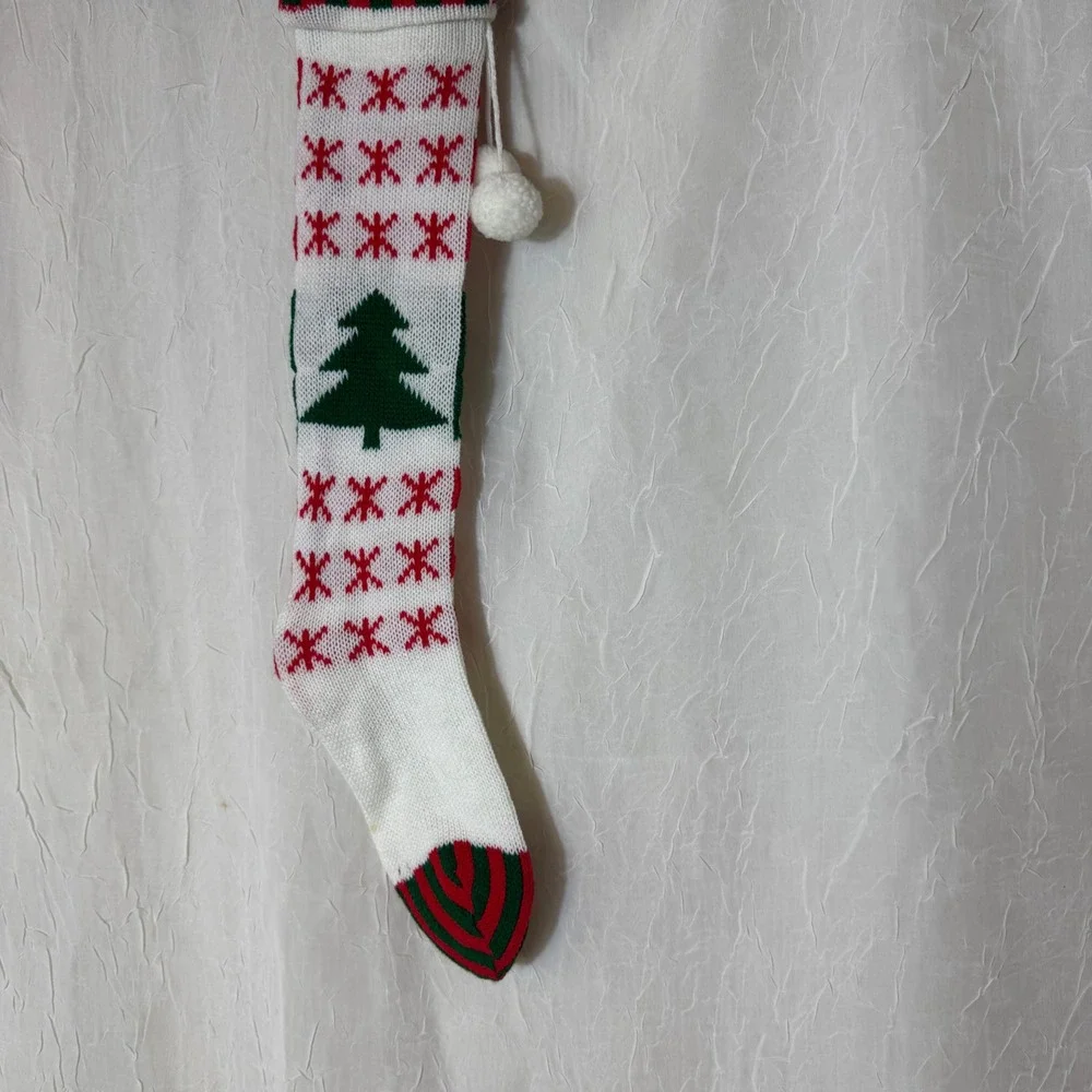 Kurt S. Adler Christmas Stockings Red Green 1979 Vintage Knit 2pc Set